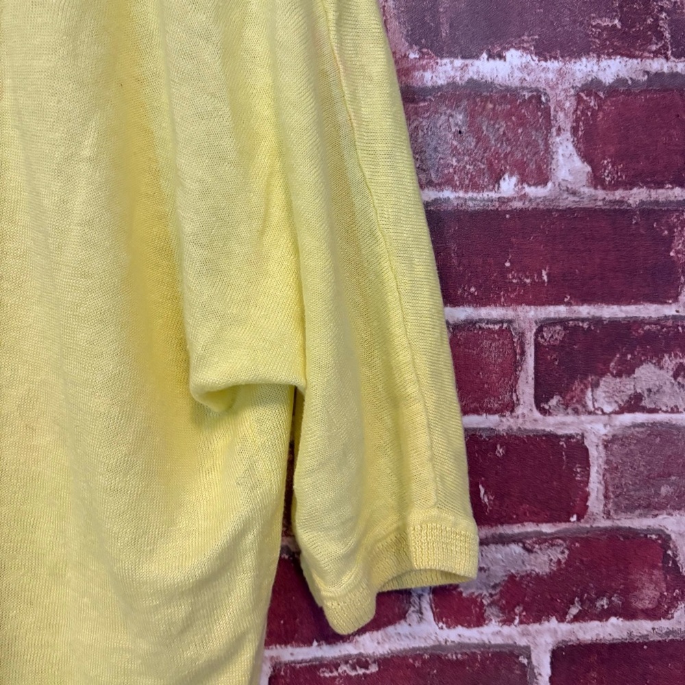 Talbots Bright Yellow V-Neck Short Sleeve Top - Picture 3 of 5